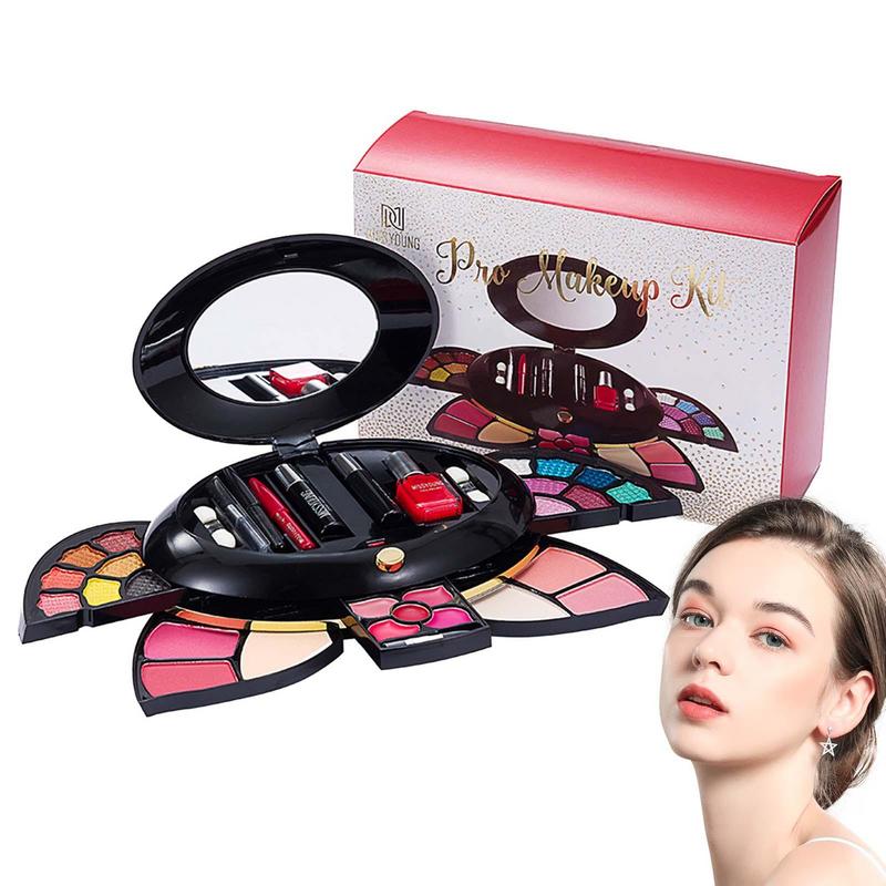 Sdattor Professional Makeup Kit All InMakeup Palette With Mirror Lip Gloss Eye Shadow Mascara And Nail Polish Waterproof Cosmeti